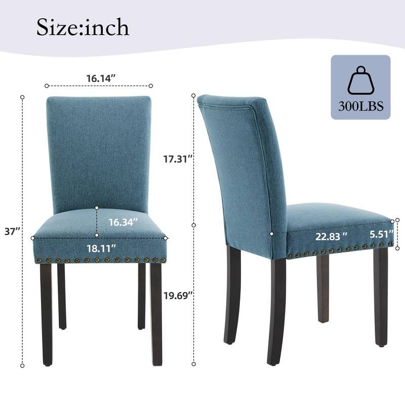 Dining Chairs Set of 2 Upholstered Fabric Kitchen Chairs with Nailhead Trim（Option）