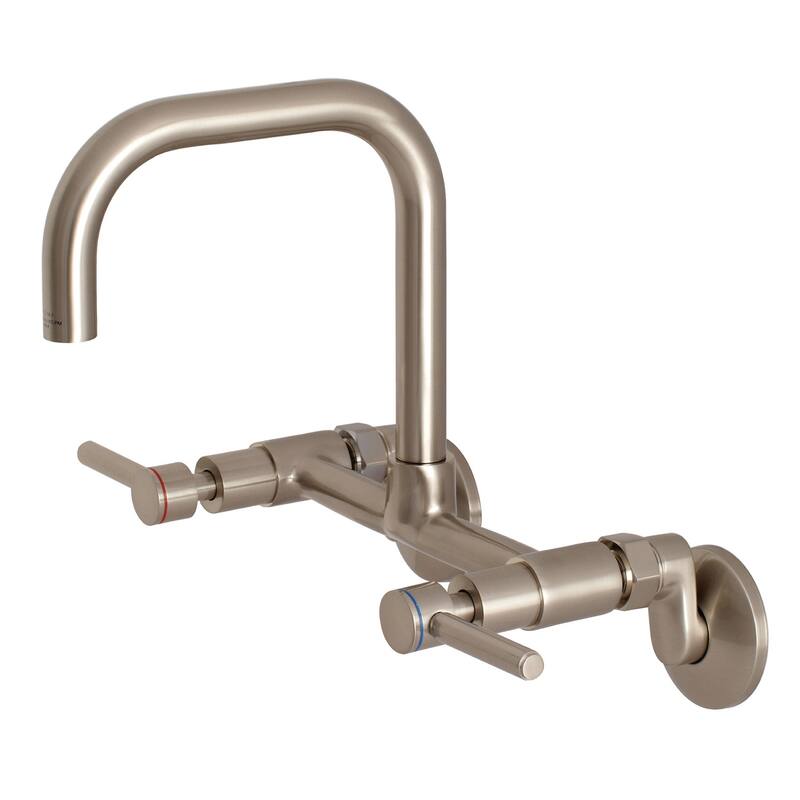 Concord 8-Inch Adjustable Center Wall Mount Kitchen Faucet in Matte Black - Brushed Nickel