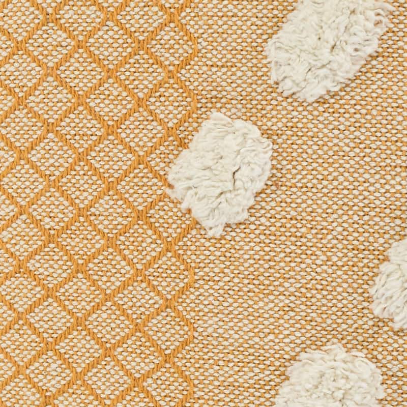 HomeRoots 20" X 20" Yellow And Cream 100% Cotton Geometric Zippered Pillow
