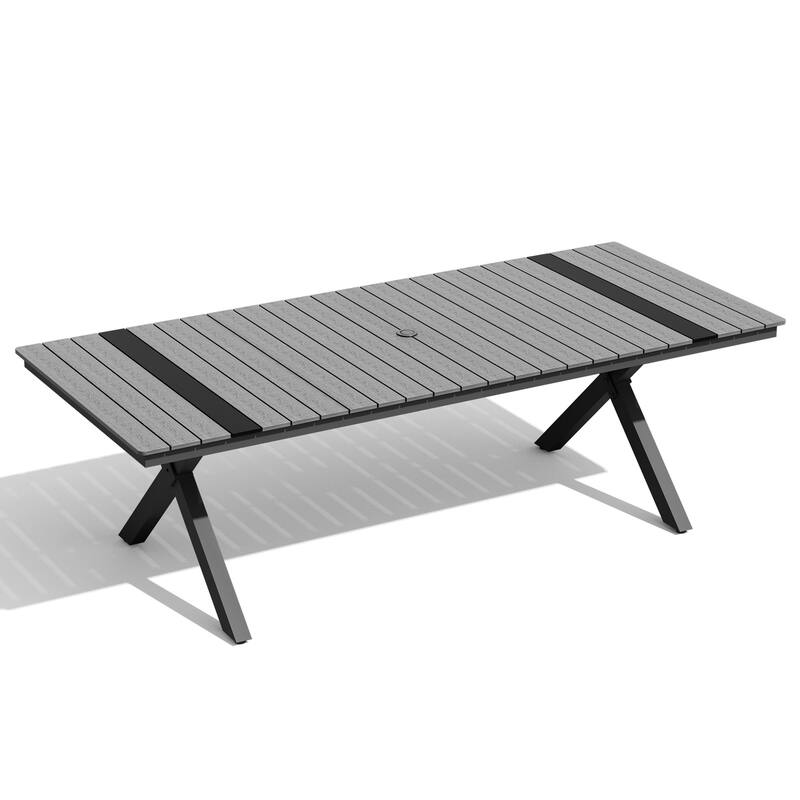 Pellebant Aluminum Rectangular Outdoor Patio Dining Table with Umbrella Hole