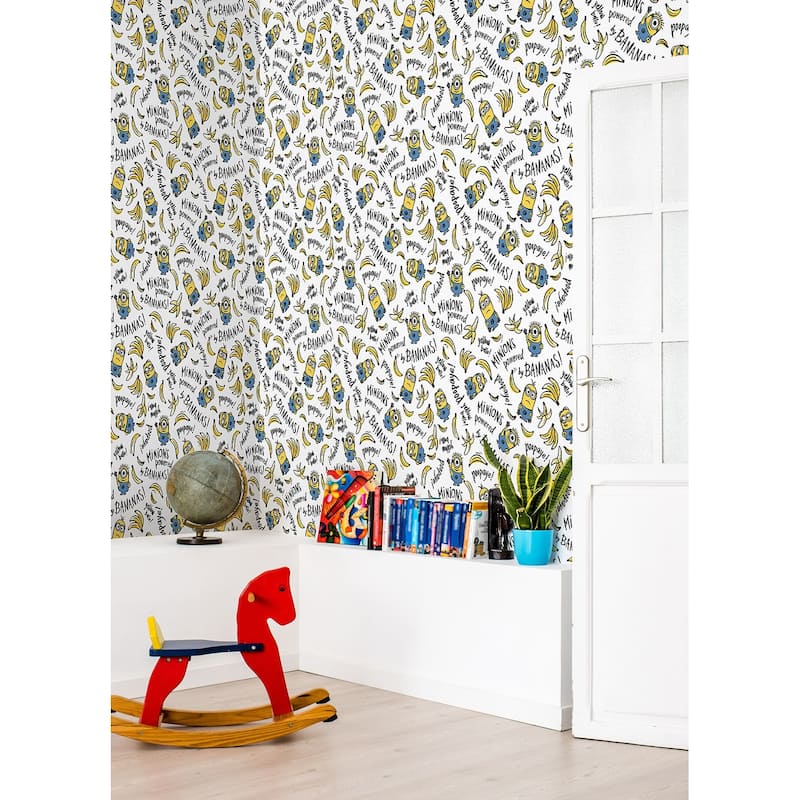 Minions Powered By Bananas Peel and Stick Wallpaper by RoomMates