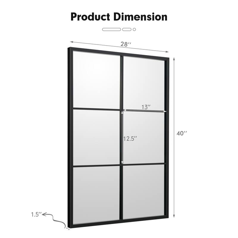 Costway Metal Wall Mirror Large Window Decorative Farmhouse Mirror - See Details