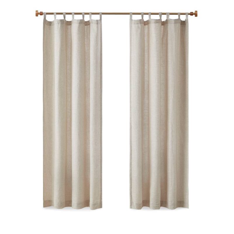 Faux Linen Tab Top Fleece Lined Curtain Panel