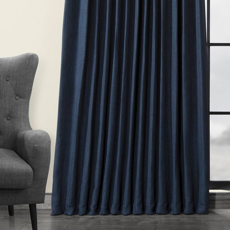 Exclusive Fabrics Faux Linen Extra Wide Room Darkening Curtain Panel