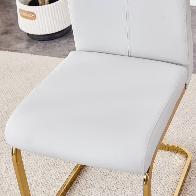 Modern Dining Set with Sintered Stone Table & PU High Back Chairs