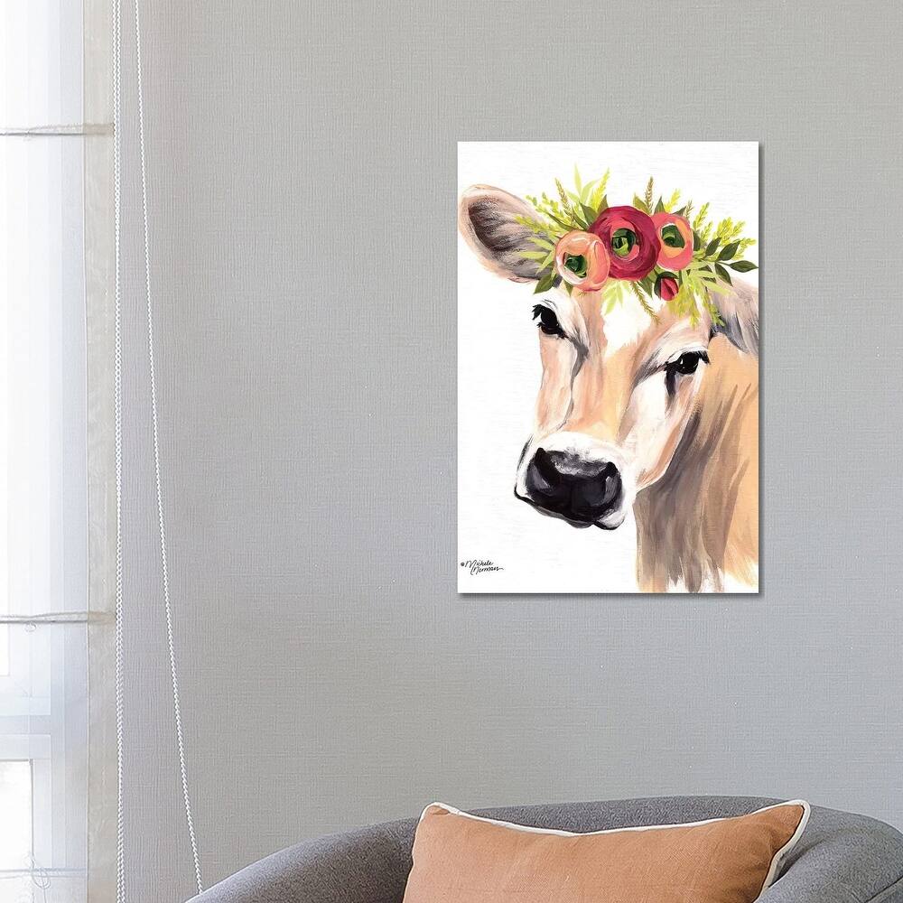iCanvas "Jersey Cow with Floral Crown" by Michele Norman Canvas Print