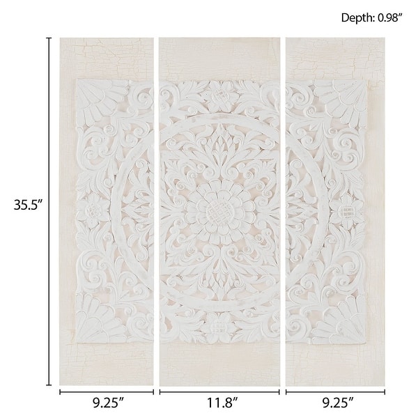 Madison Park Mandala Triptych 3-Piece Dimensional Resin Canvas Carved Medallion Wooden Wall Art Set