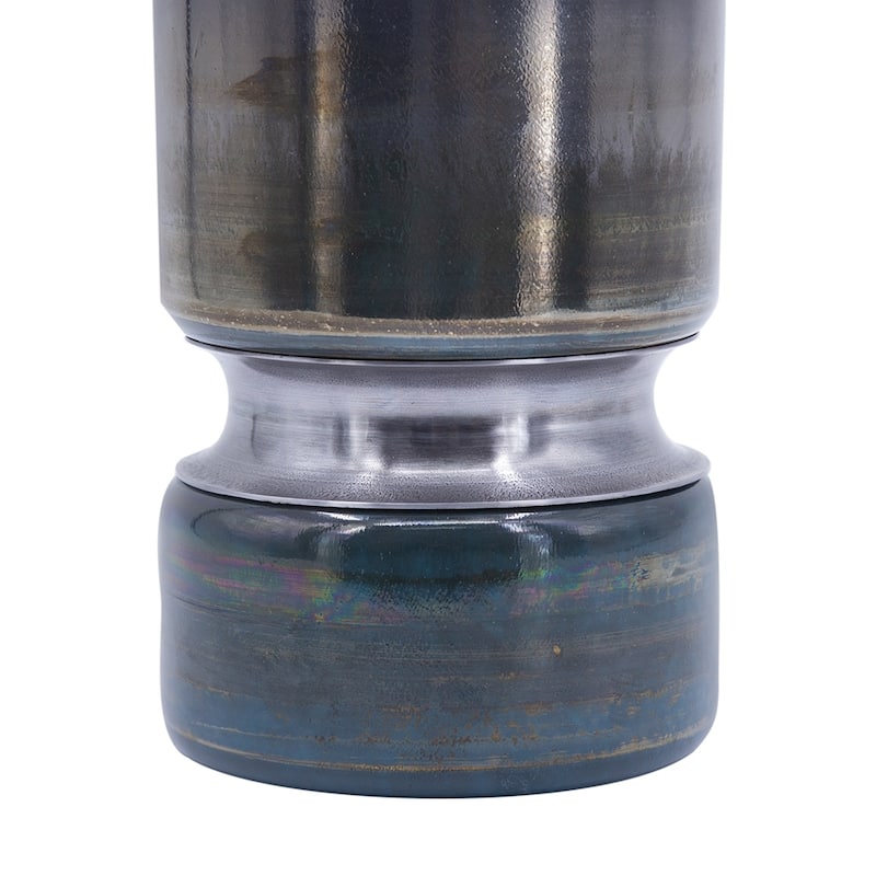 D5.1x13.2" Glass Vase - Black+Blue