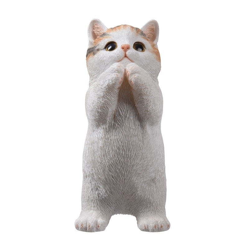 Praying Calico Cat Kitten Outdoor Garden Statue - 6.75"