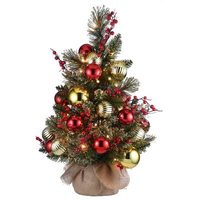 2-foot Pine Tree with Battery Operated LED Lights - 2 Foot