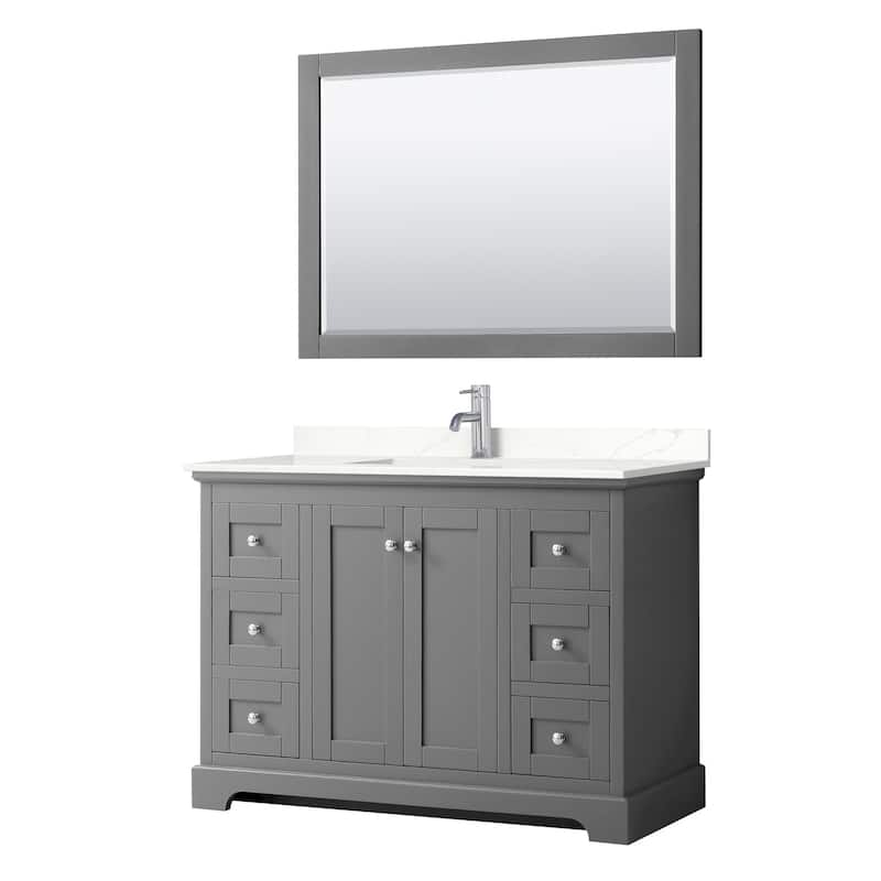 Wyndham Collection WCV232348S-QTZ-UNSM46 Avery 48" Free Standing - Dark Gray / Giotto Quartz Top / Polished Chrome