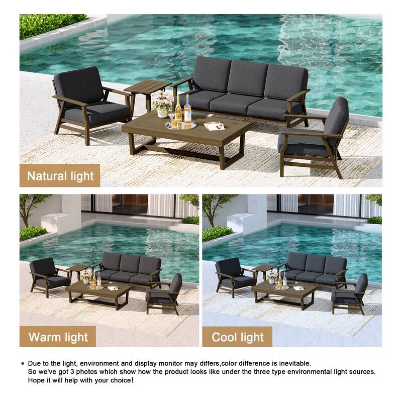 5-Piece Teak Outdoor Conversation Set with Tables.