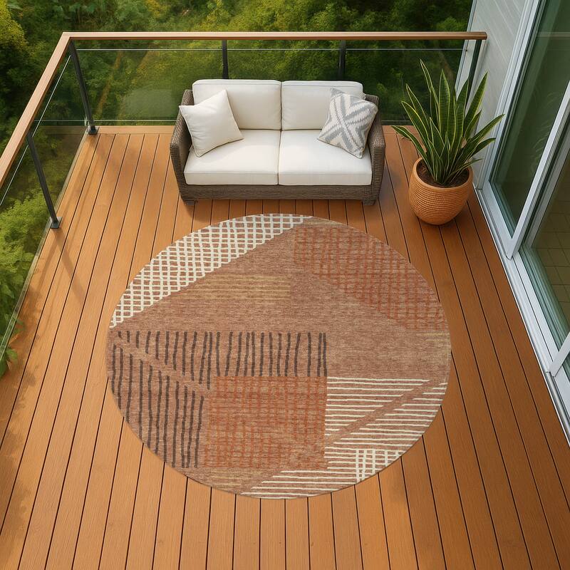 Machine Washable Indoor/ Outdoor Casual Contemporary Chantille Rug - Paprika - 8' x 8'