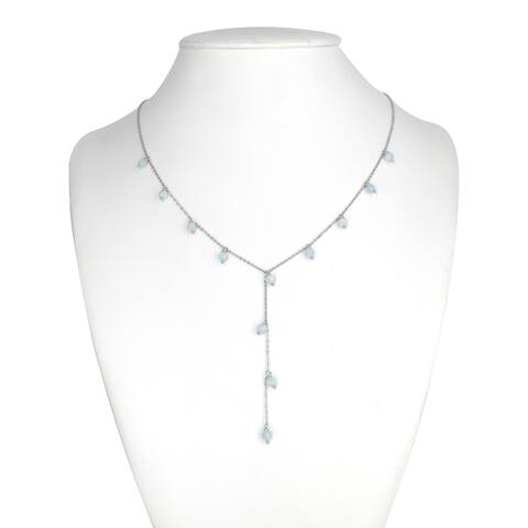 Sterling Silver with Aquamarine Necklace with 23" Chain & 2" Extender