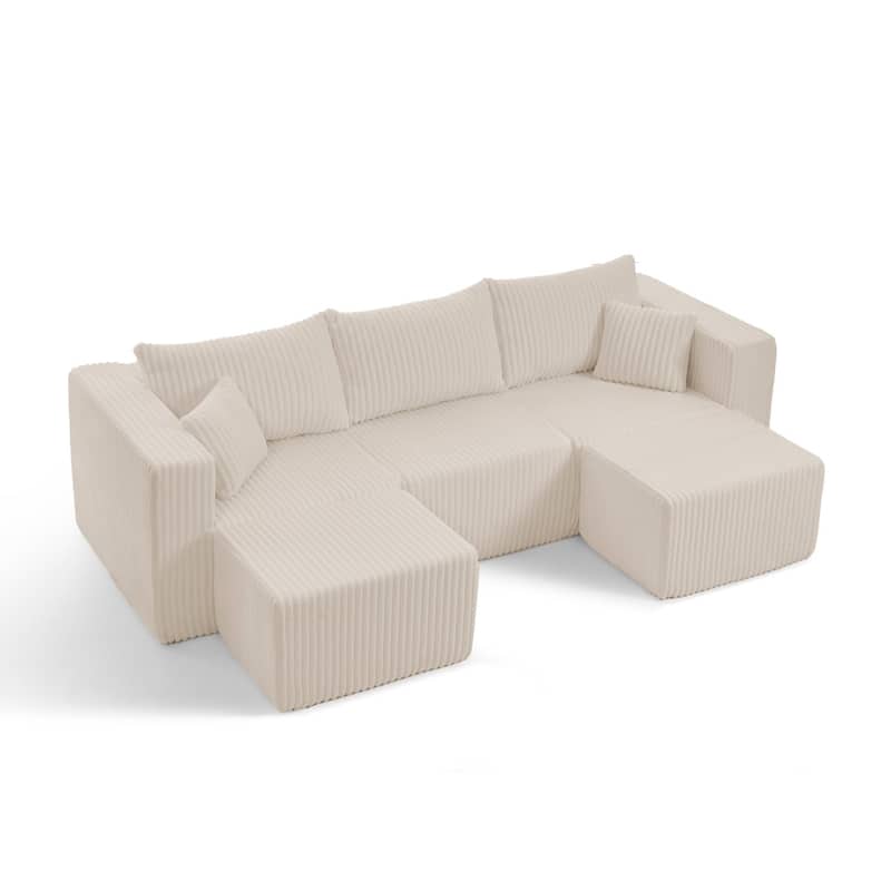 94.1" U-Shaped Sectional Sofa with Two Movable Ottomans