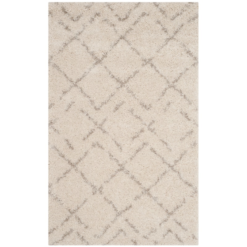 SAFAVIEH Arizona Shag Ghinwa 1.2-inch Thick Rug - 2'3" x 4' - Ivory/Beige