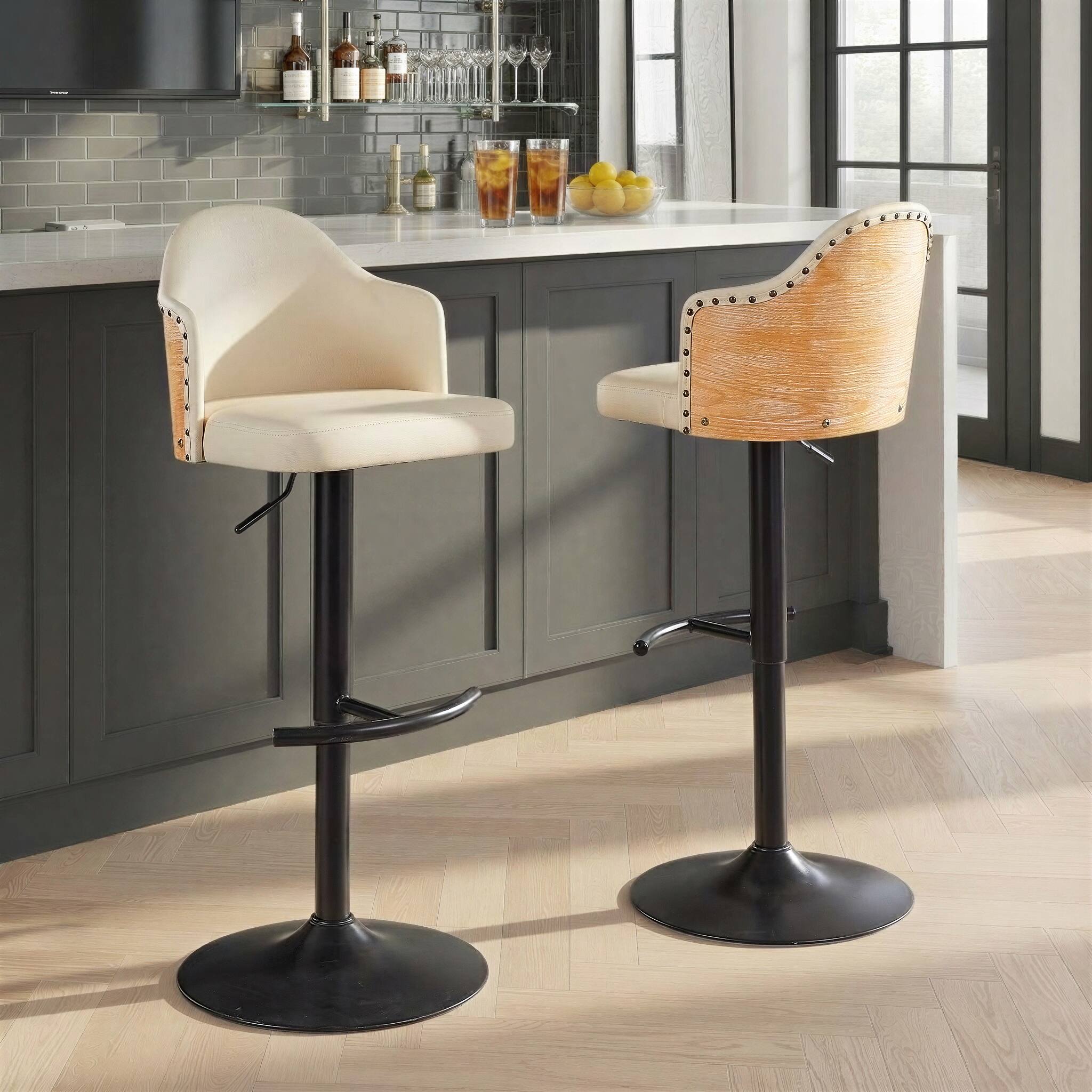 Carson Carrington Valsatra Adjustable Bar Stool with Natural Wood