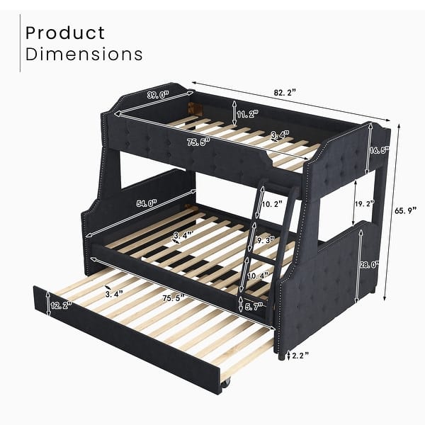 Joyce Twin over Full Upholstered Bunk Bed with Trundle Bed Bath & Beyond 35868835