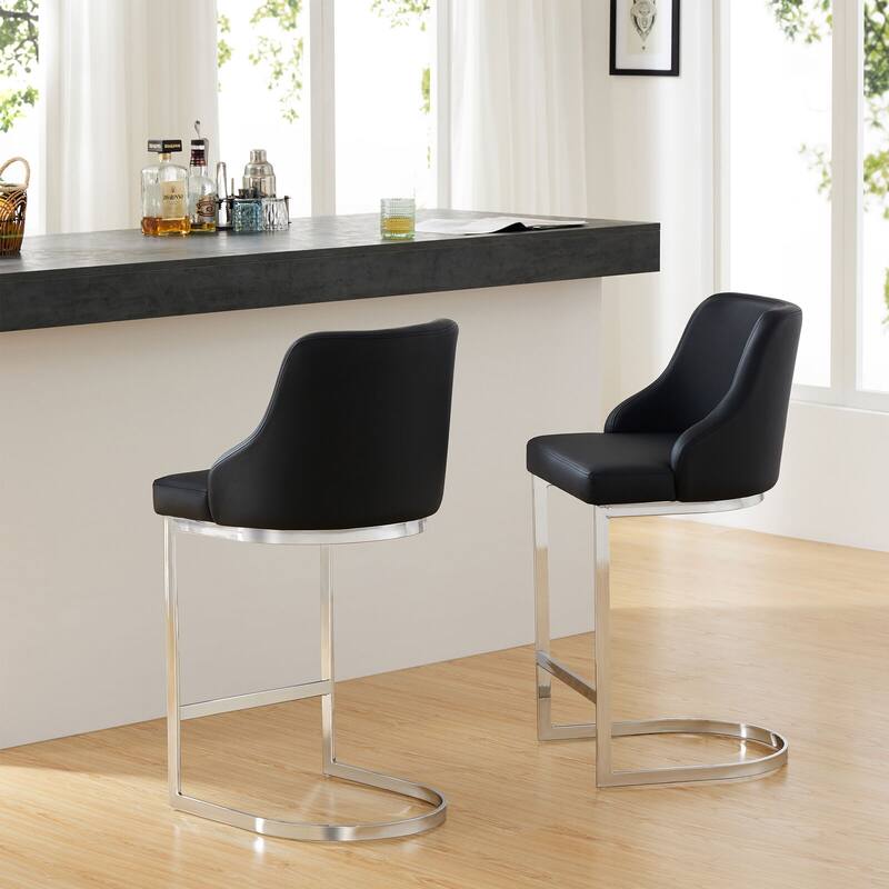 25.8'' Velvet/Leather Counter Height Bar Stools, Set of 2/3 - 36.6"H x 18.9"W x 20.5"D