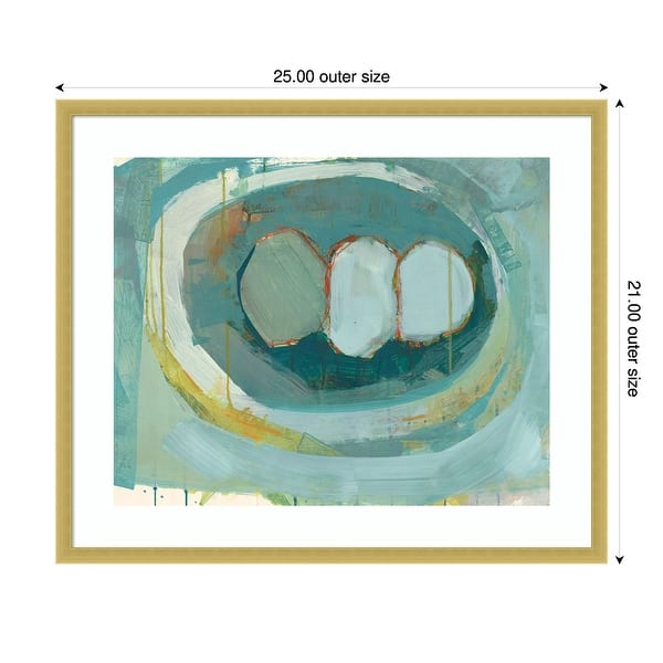 dimension image slide 1 of 2, Amanti Art Blue Nest I by Lindsey Newman Wood Framed Wall Art Print - Svelte Polished Gold
