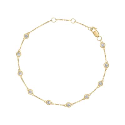 Marquee 1/2 Carat TW Bezel Set Lab Grown Diamond Station Bracelet in 14K Yellow Gold