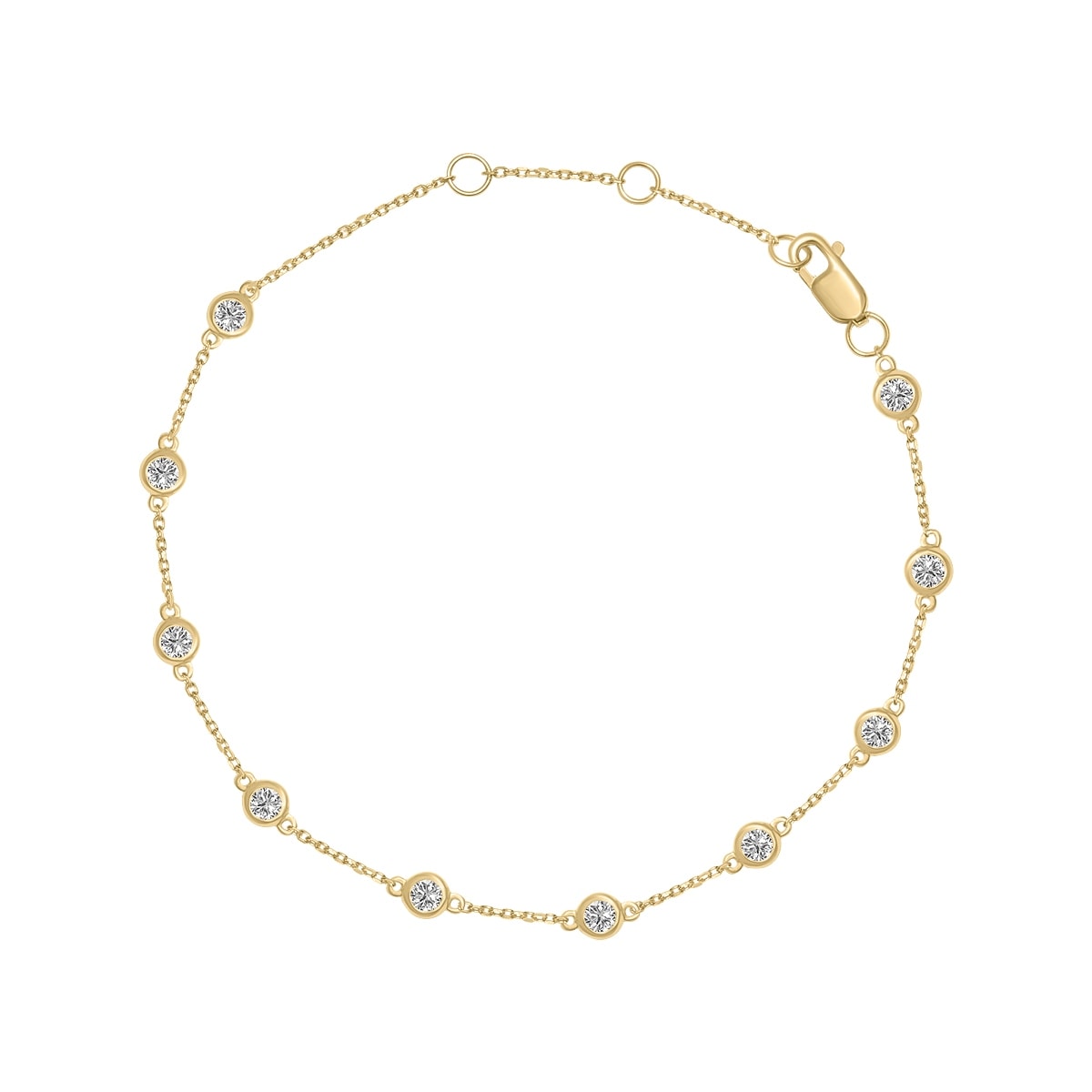 Marquee 1/2 Carat TW Bezel Set Lab Grown Diamond Station Bracelet in 14K Yellow Gold