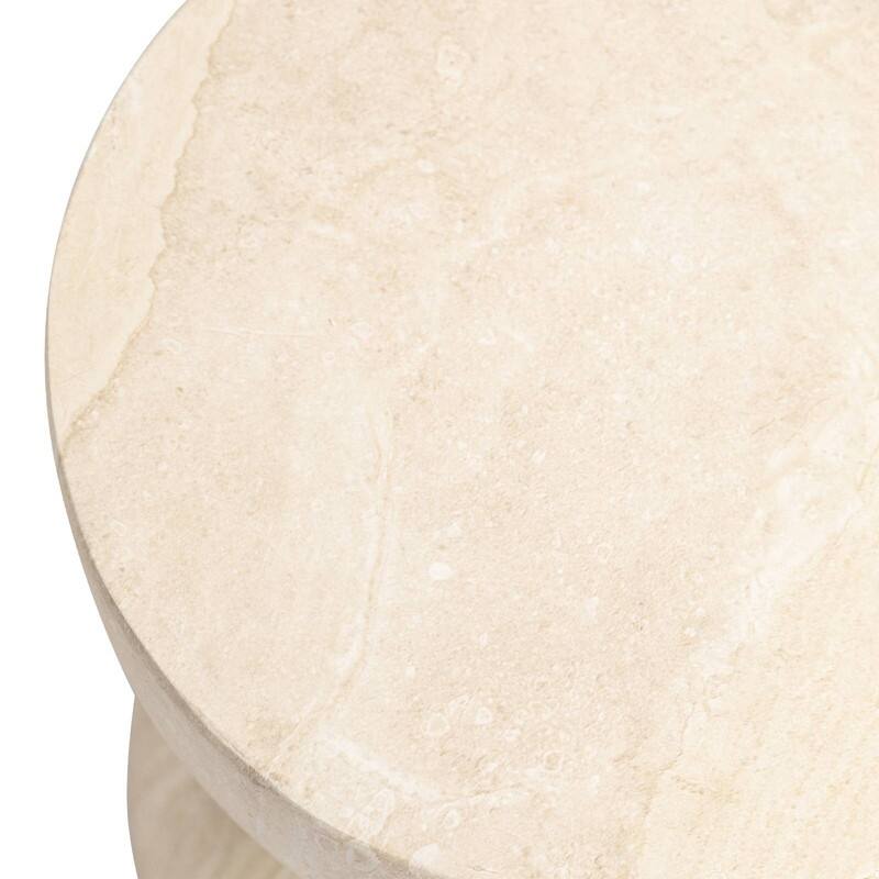 Sage 16-Inch Round Side Table in Fiberstone for Indoor and Outdoor Modern Weather Resistant End Table Hourglass Design