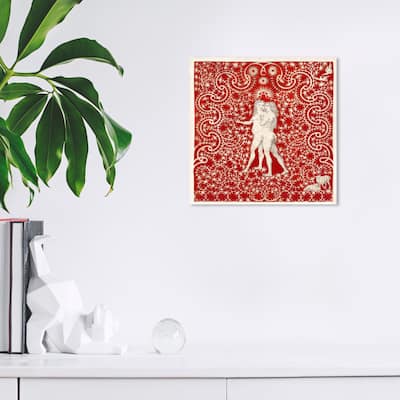Wynwood Studio Canvas Spiritual and Religious Adam and Eve in the Garden Red and Crimson Traditional Wall Art Canvas Print