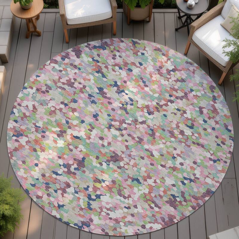 Machine Washable Indoor/ Outdoor Contemporary Halia Chantille Rug - Blush - 8' x 8'