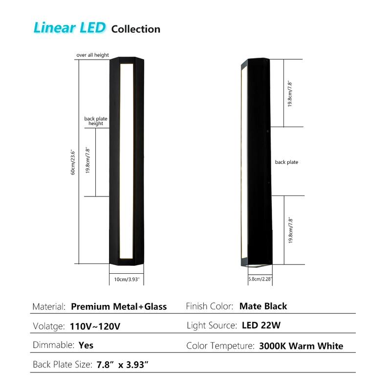 Modern Dimmable LED Outdoor Wall Sconce, 3000K Warm White