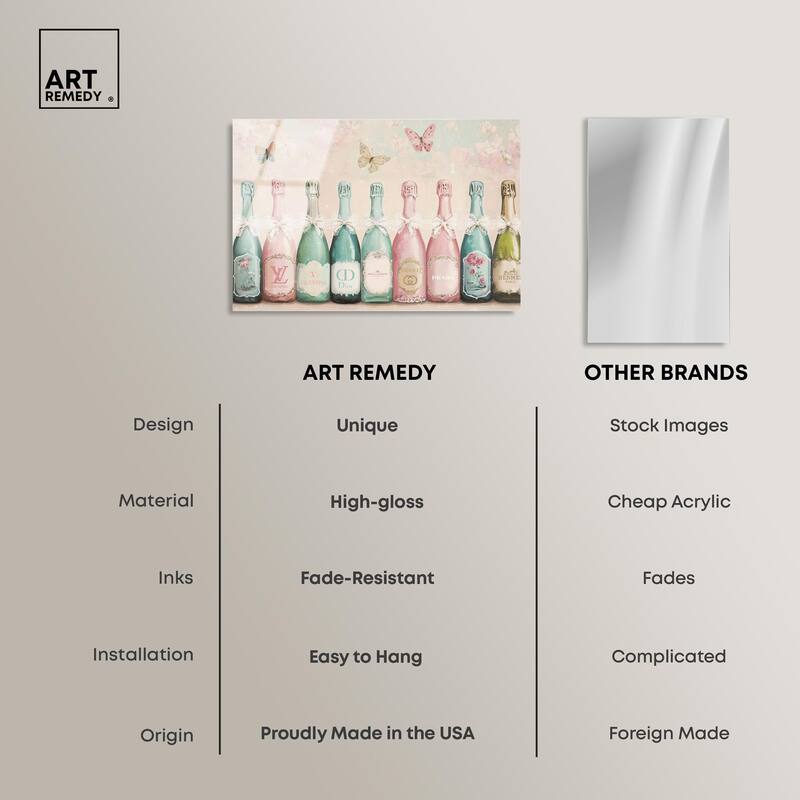 Champagne Mint and Pink Acrylic by Art Remedy, Ready to Hang