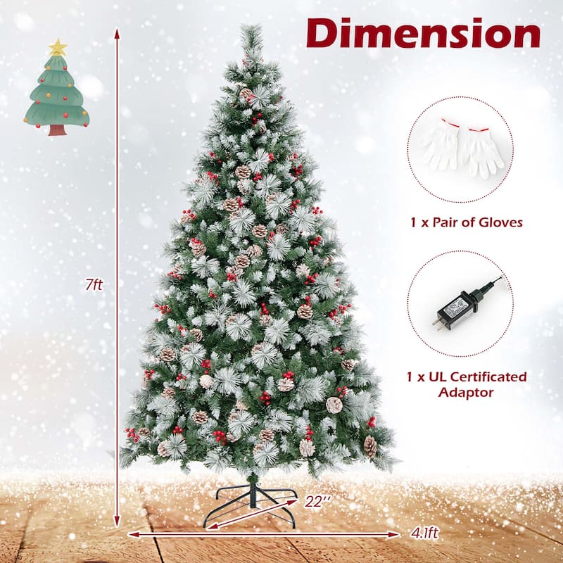 7 FT Pre-Lit Artificial Christmas Tree w/ Pine Needles 400 LED Lights