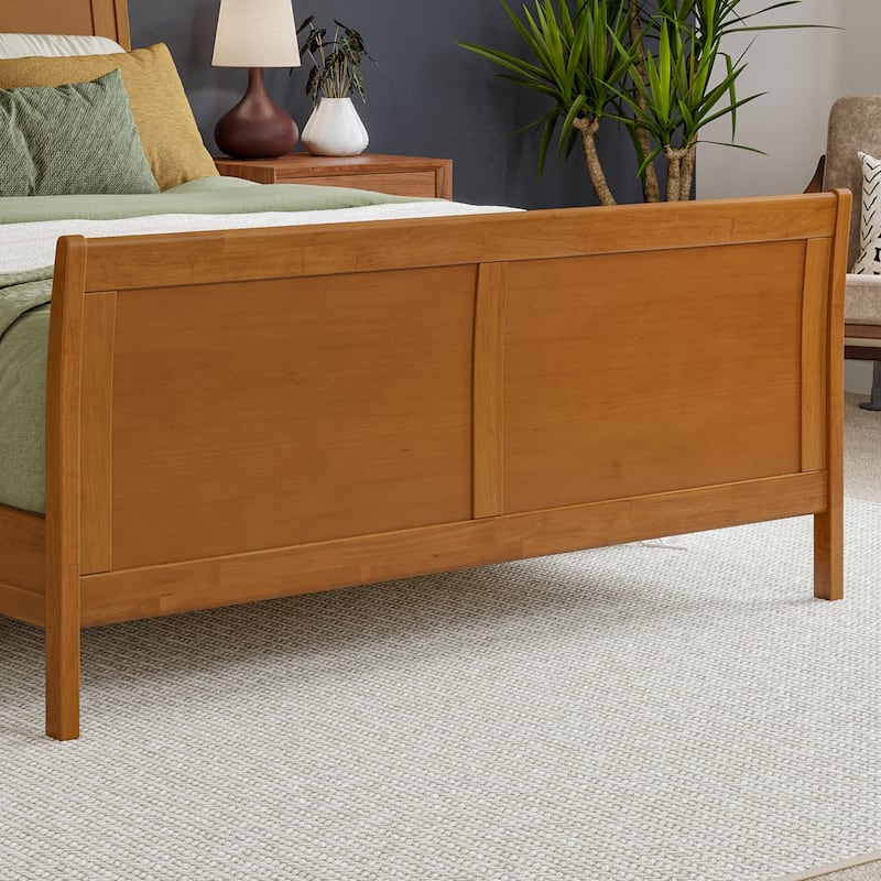 Valencia Solid Wood Low Profile Sleigh Platform Bed with Matching Footboard