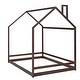 preview thumbnail 18 of 38, Semi-Enclosed House Bed for Kids, Full Size Floor Bed with Roof, Playhouse Design, Solid Pine Wood Frame, No Slats