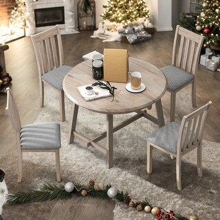 Rustic Style 5-Piece Wood Dining Table Set Kitchen Table Set - Bed Bath ...
