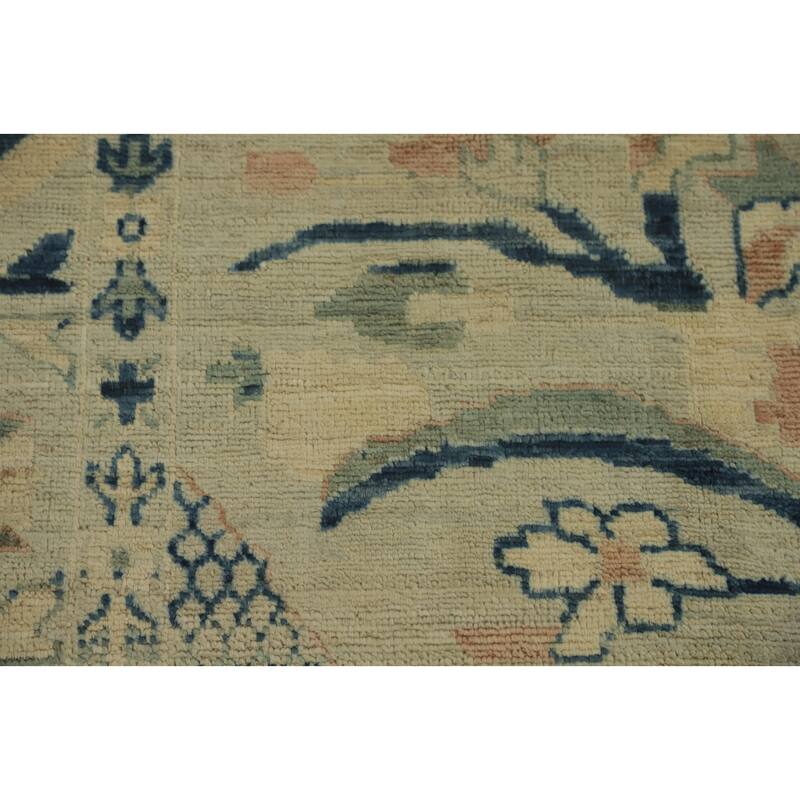 Hand Knotted Traditional Wool Green Geometric Area Rug - 9' 10'' X 8' 4''