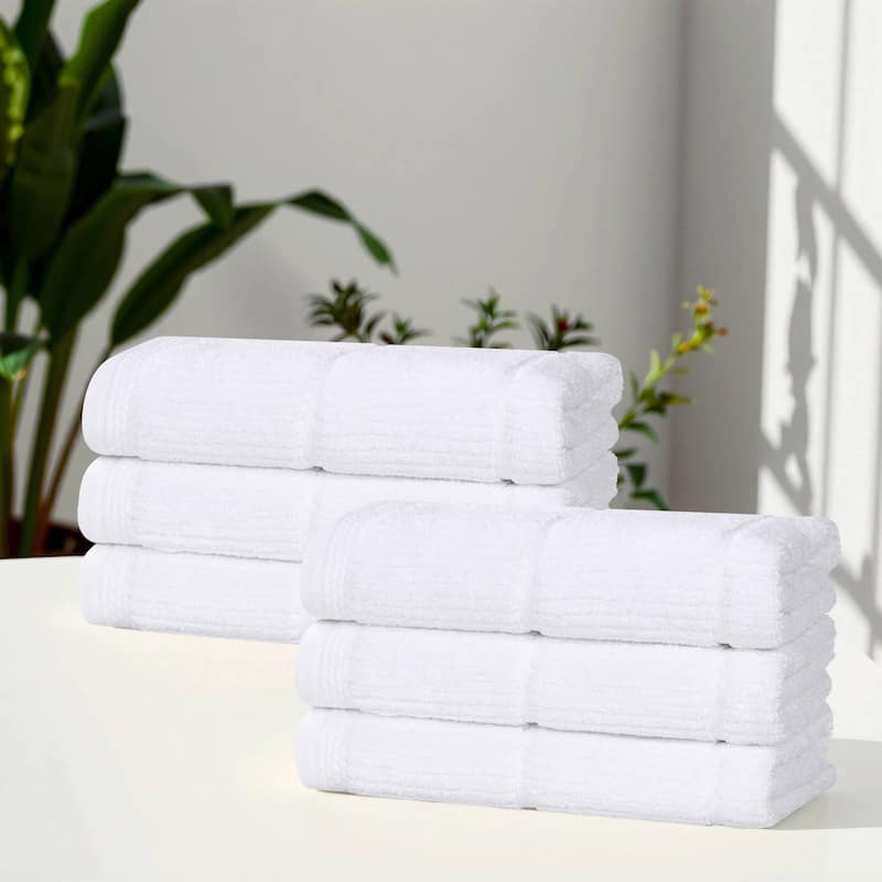 Superior Milo Smart Twist Viscose Cotton Blend Hand Towels, Set of 6 - White
