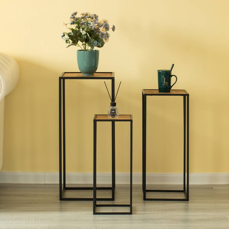 Modern Nesting Display Tables Square Accent Side End Table, Set of 3