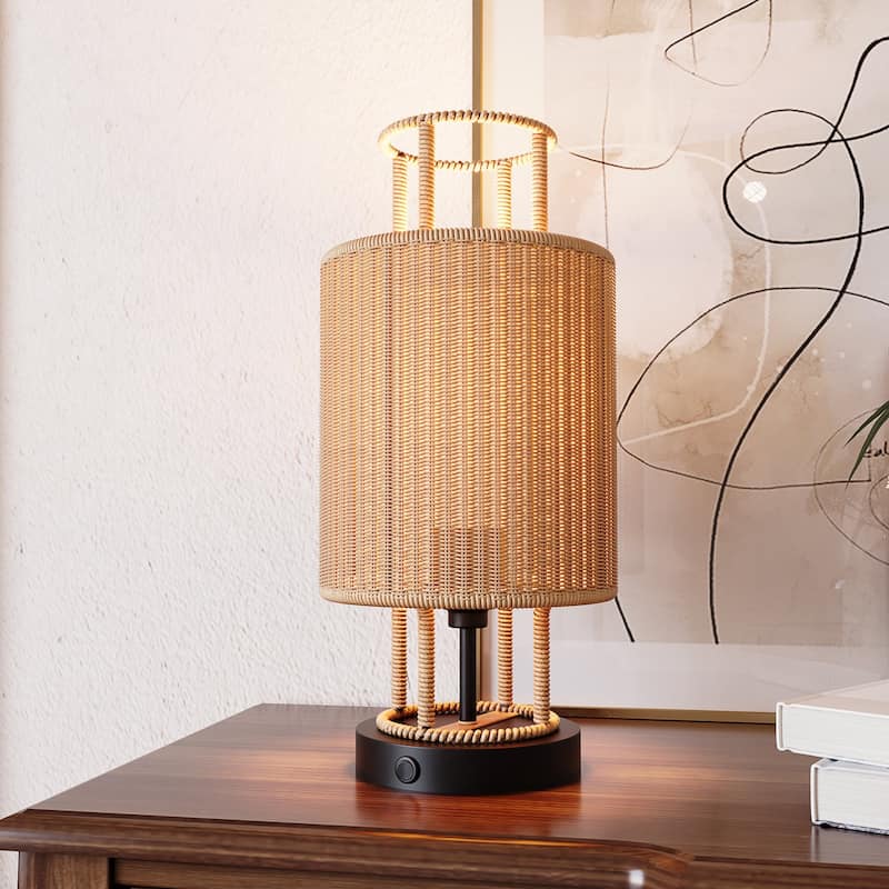 Acroma Rattan Lantern 1-Light table lamp