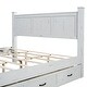 preview thumbnail 9 of 8, Farmhouse Style King Size Wood Panel Bed Frame Four Square Poster Bed with Three Storage Drawers, Ancient White