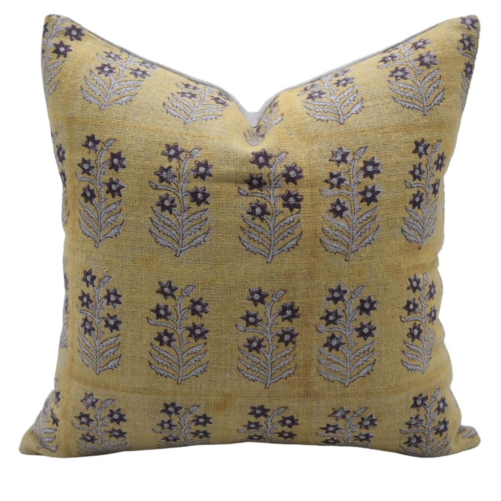 Fabdivine Vintage Floral Linen Cover for Sofa Chair Couch Living Room Decoration Yellow Cushion Cover Farmhouse, Inderdhanush