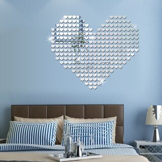100Pcs 3D Love Mirror Effect Heart Shaped Wall Sticker Decal Home Decor ...