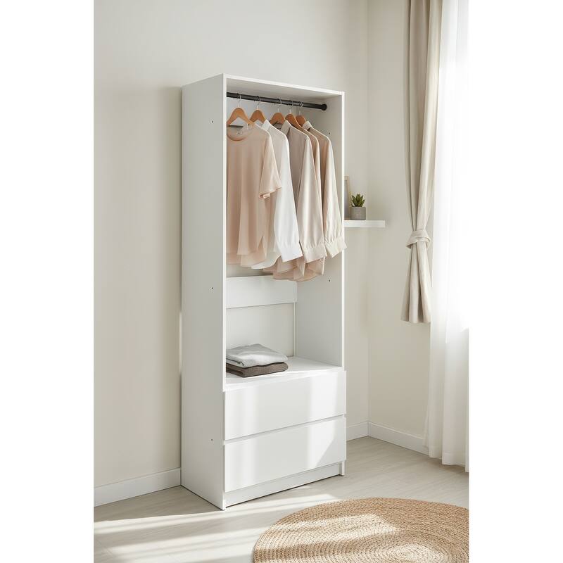 Prosper 32" White Wood Walk-in Closet with Two Rods - 31.4"W x 15.7"D x 83" H