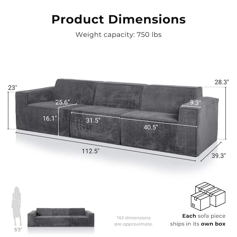 Furniture of America Navir Modern 5-Piece Chenille Foam Modular Sofa and Loveseat Set