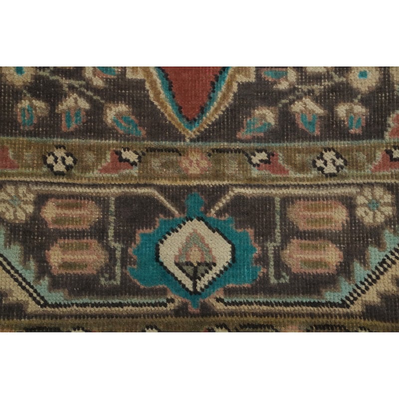 Hand Knotted Oriental 100% Wool Carpet Traditional Floral Oranges & Rust Tabriz Area Rug - 9' 2'' X 6' 2''