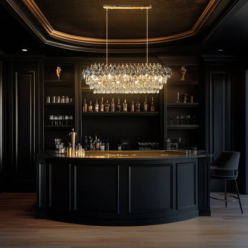 Teardrop Crystal Diamond Linear Chandelier 40"