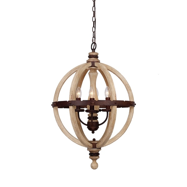 Shop Farmhouse 20-inch 4-Light Distressed Wood Orb ...