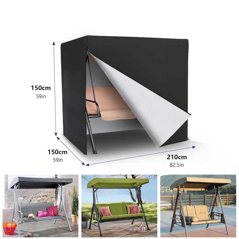Heavy-Duty 2-Seater Patio Swing Cover - Waterproof, UV-Resistant, All-Weather Protection for Outdoor Swing Chairs, (Black)