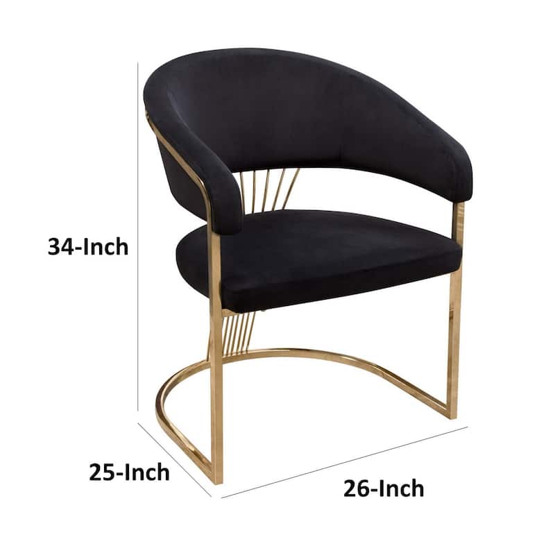 Gold/Black Velvet Upholstered Metal Frame Dining Chair, Sturdy Dining Chair for Dining Rooms - 24.6