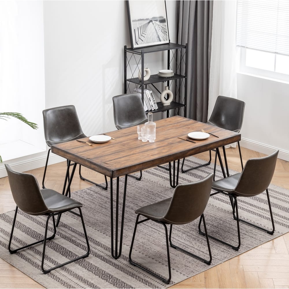 Roundhill Furniture Aryven Industrial 7-Piece Dining Set